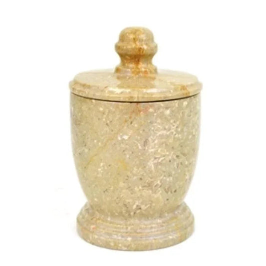 Decorative Jar |Cotton Balls Holder of Sahara Beige Marble