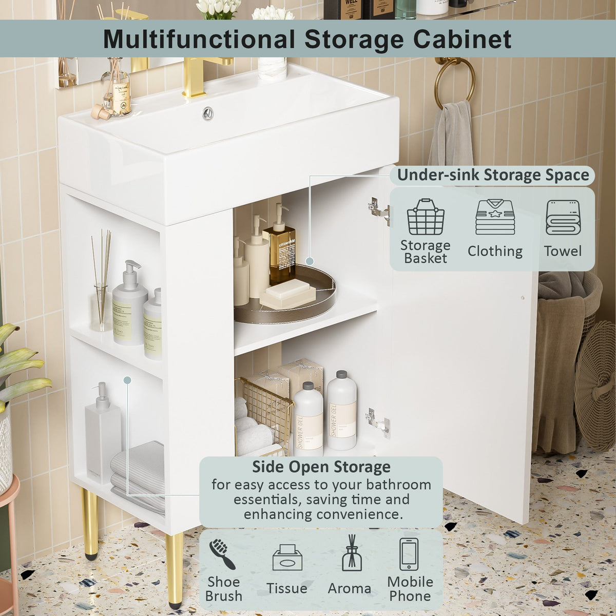 21.6" Left Side Storage Bathroom Vanity