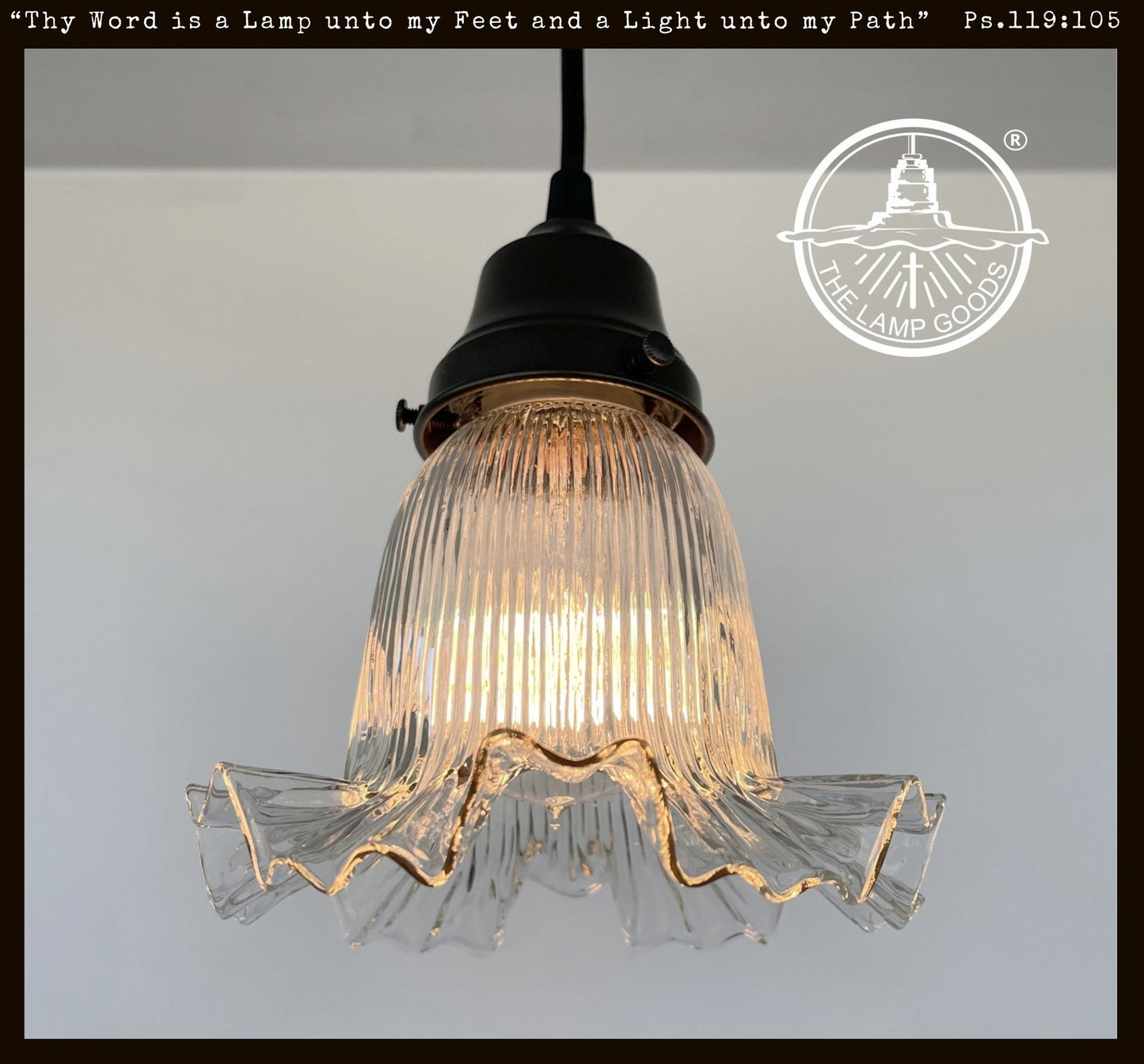 Delicate HOLOPHANE RUFFLE 1930's Antique Glass Pendant Light