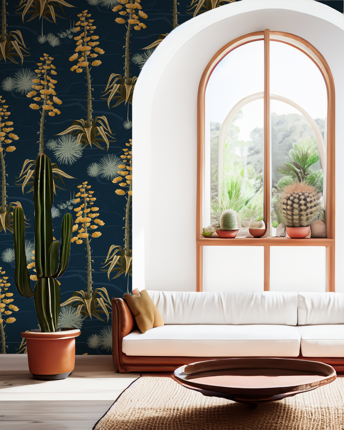 Agave Valley Wallpaper, navy