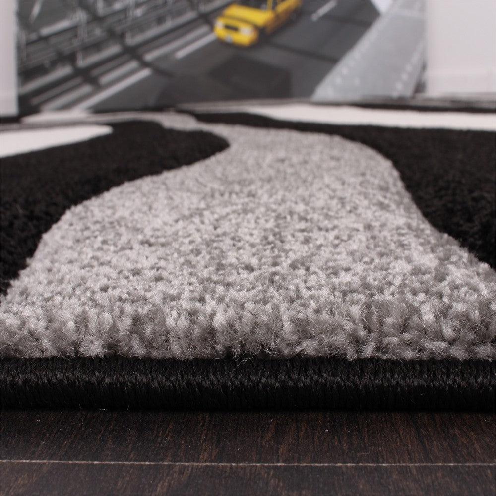 Designer Area Rug with Contour Cut and Modern Wave Pattern