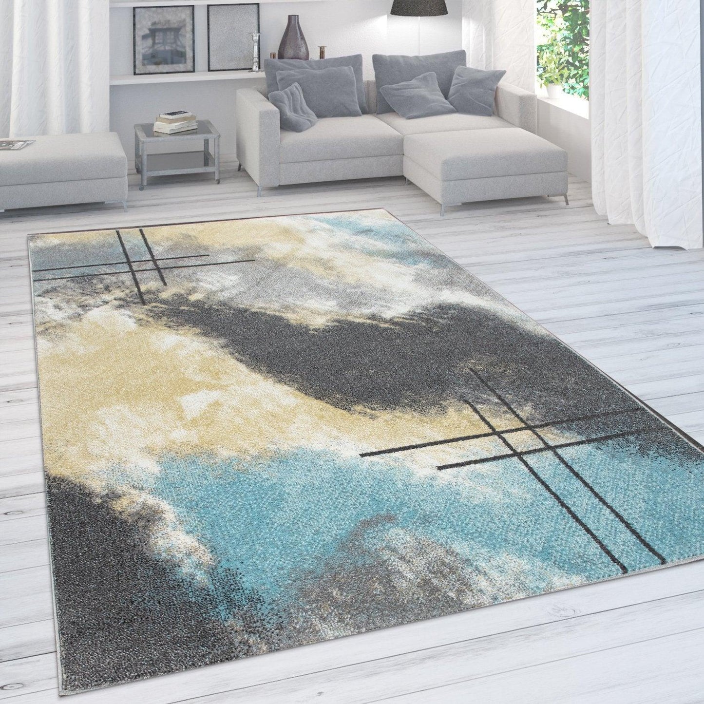 Designer Rug For Living Room, Pastel Colours, Colour Gradients, Abstract In Yellow