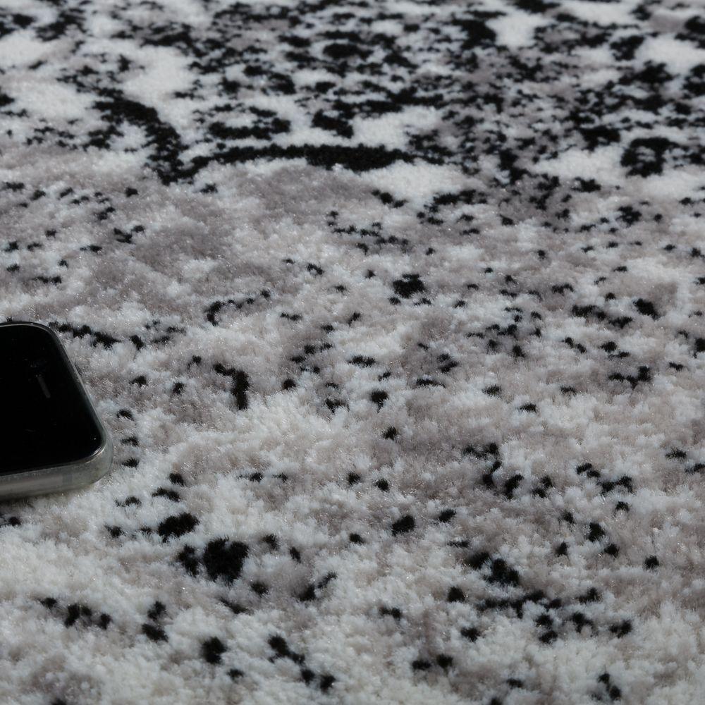 Designer Rug Ornamental Vintage Look Black White