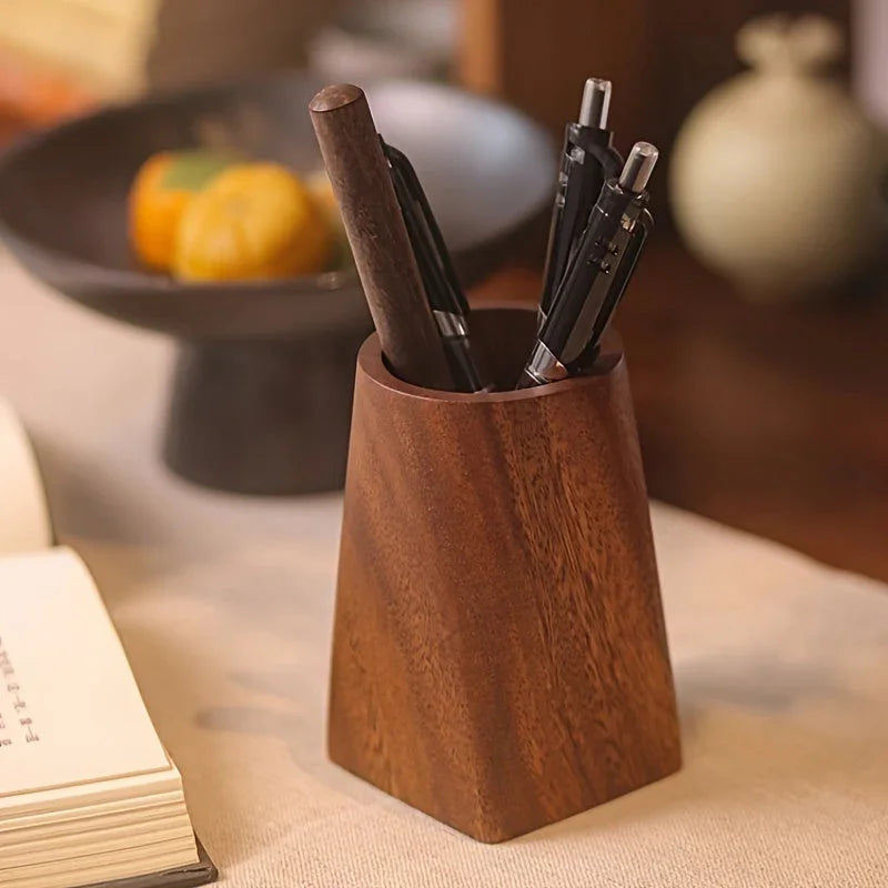 Desk Organizer - Portable Walnut Wood Compact