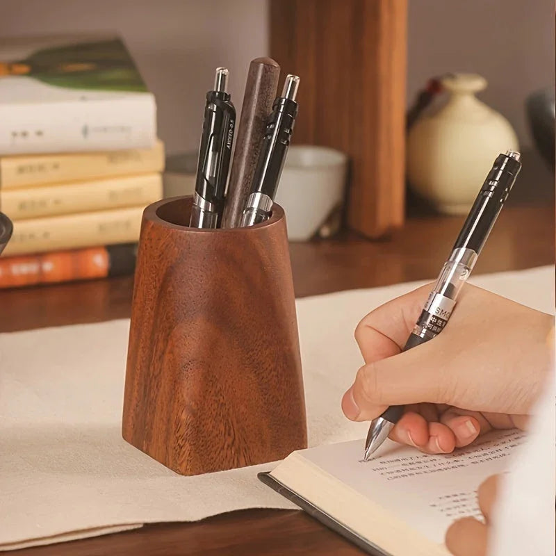 Desk Organizer - Portable Walnut Wood Compact