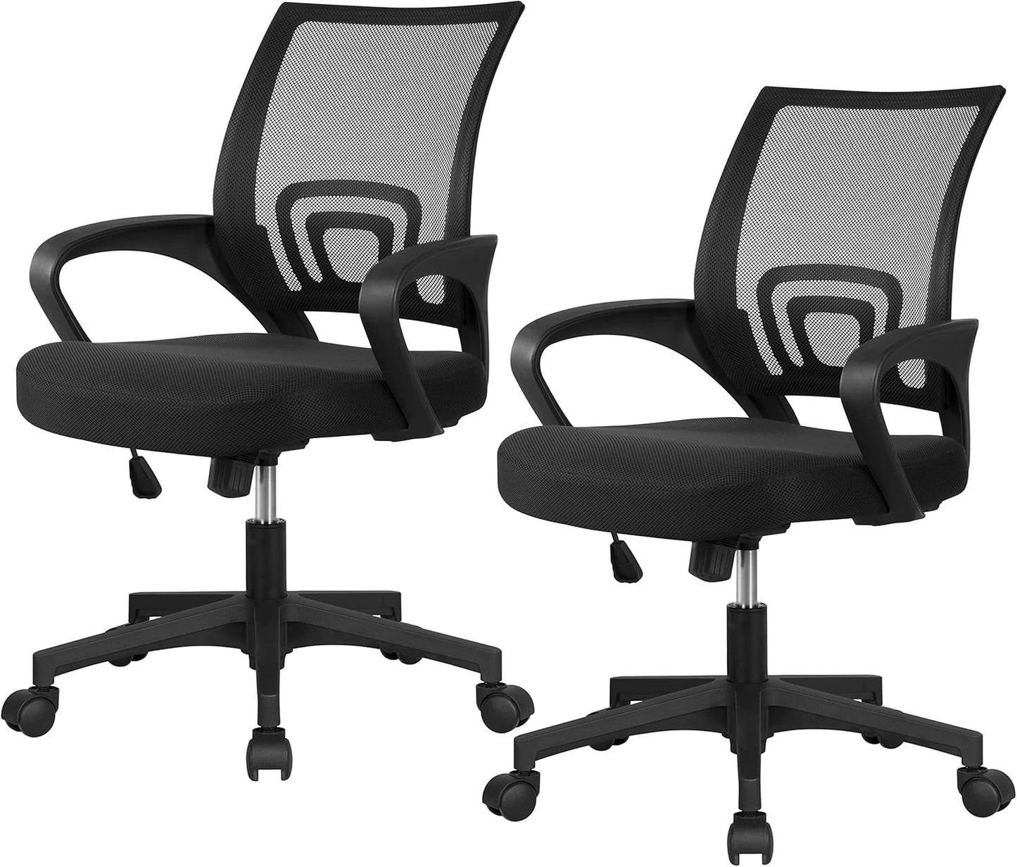 White 44 Inch Desk And Black Mesh Chair Set With Adjustable