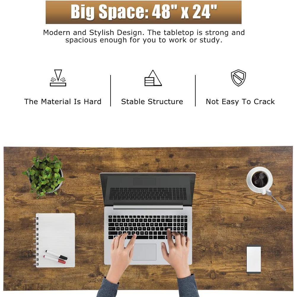 48 Inch Modern Black Computer Desk For Small Spaces