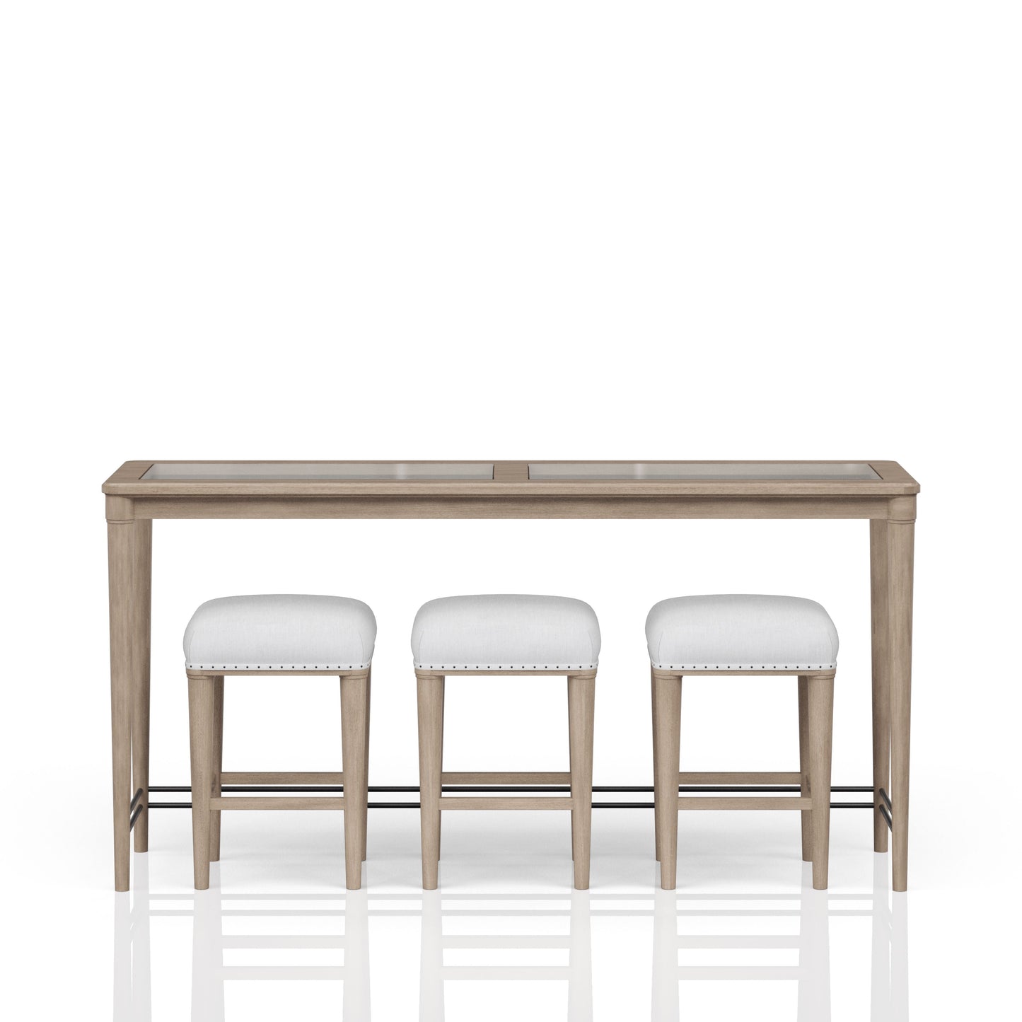 Frosted Glass Console Table With 3 Stools