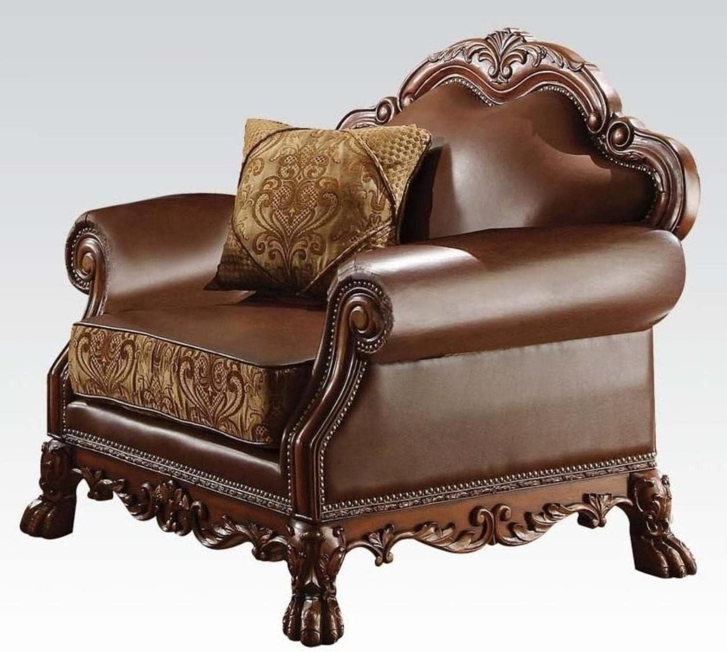 Three-Piece Living Room Set Cherry Oak Sofa Loveseat Chair