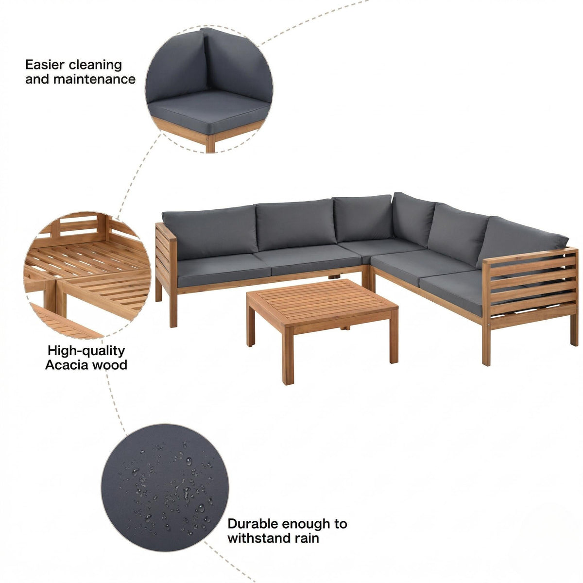 Wood Structure Outdoor Sofa Set