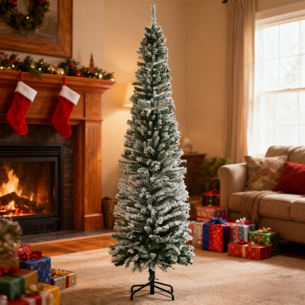 Flocked Christmas Tree with Faux Snow