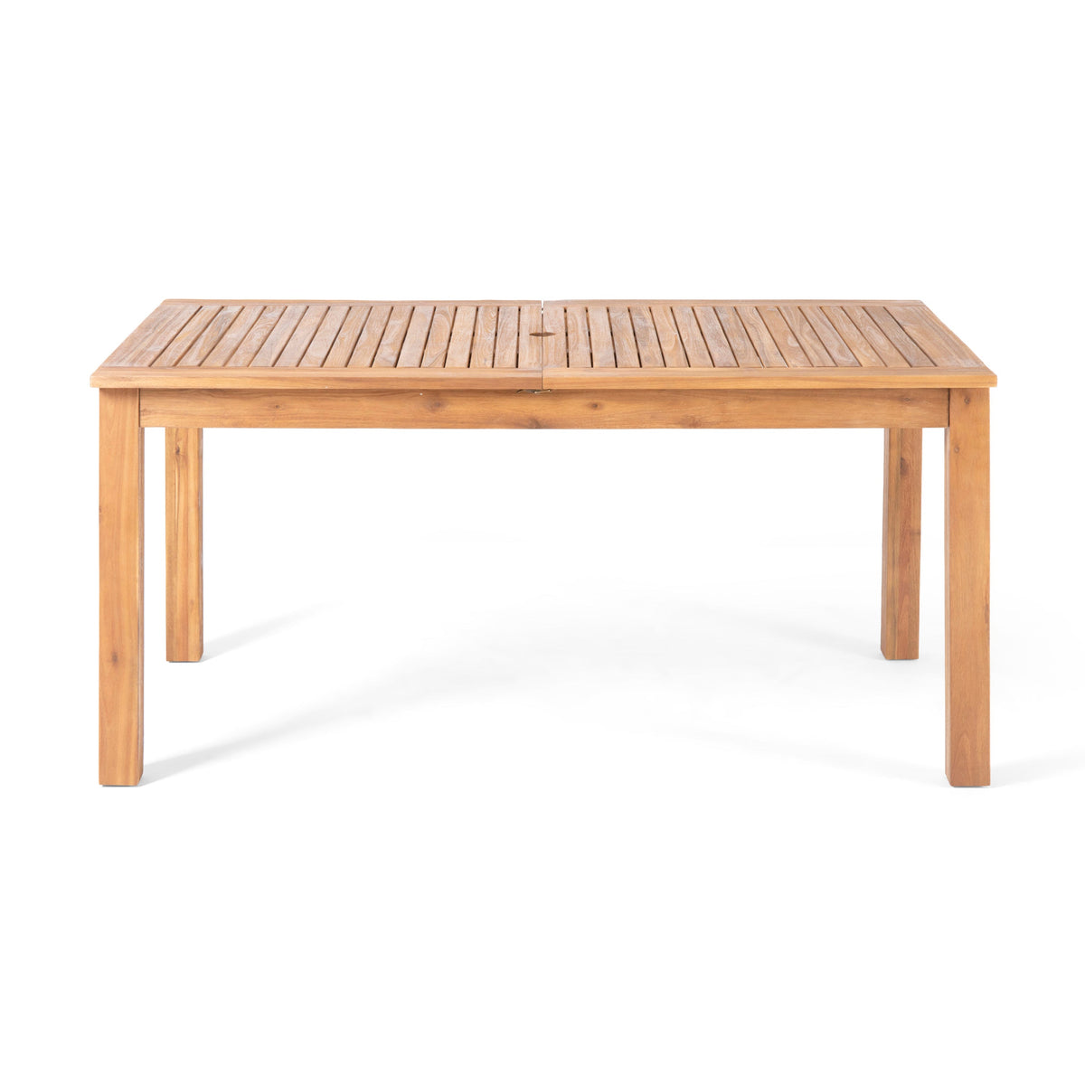 Outdoor 7 Pieces Rustic Patio Acacia Expandable Dining Set with Cushions