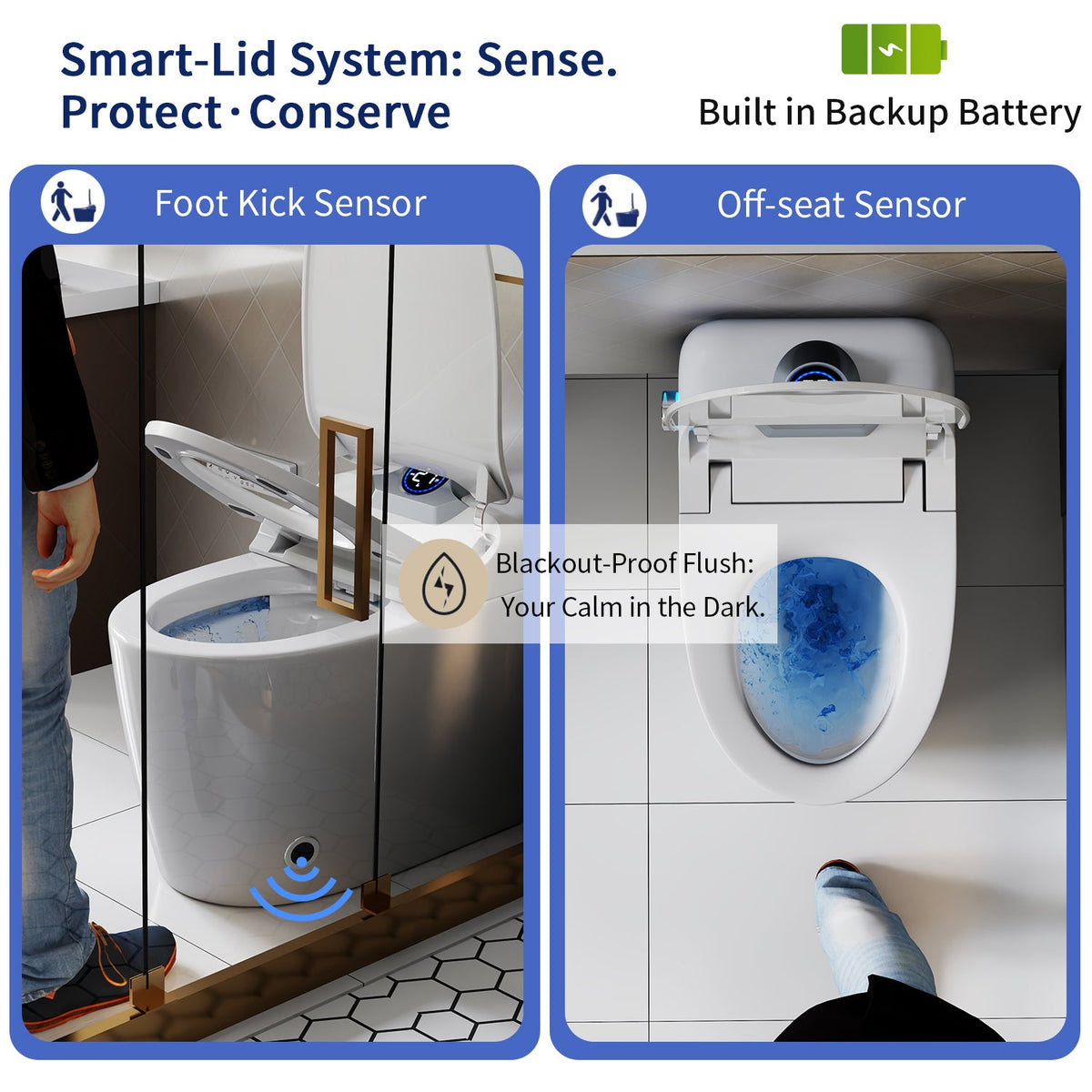 Smart Toilet Bidet Combo with Foot Sensor Open Cover/Seat