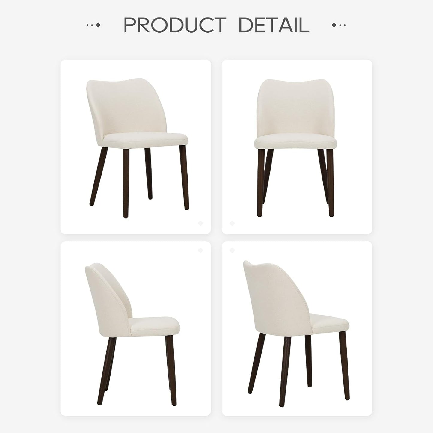 Beige Upholstered Dining Chairs With Wood Legs Set Of 6