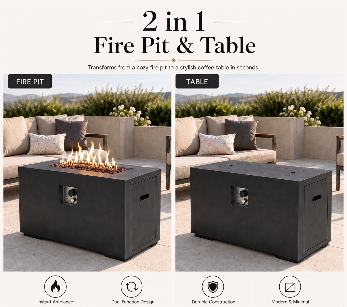 42-Inch Outdoor Fire Pit Table