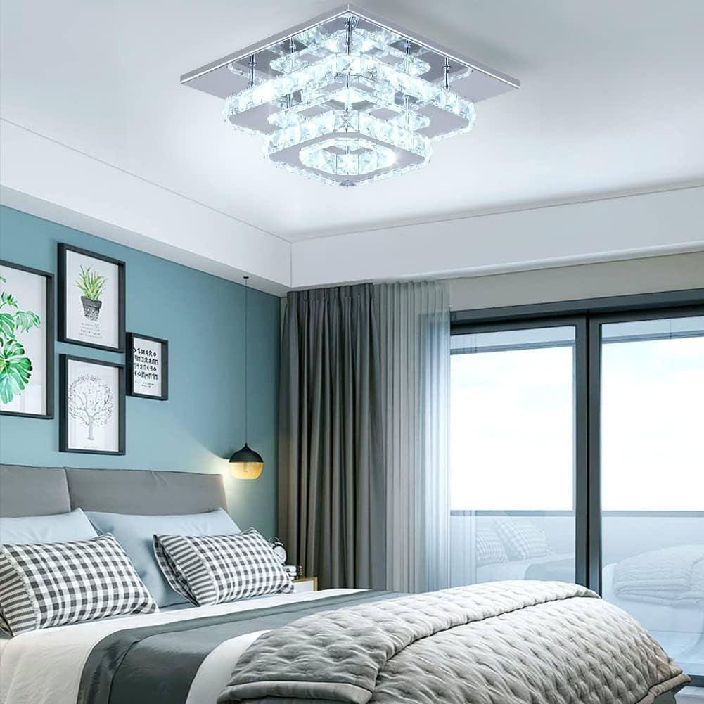 Crystal Square LED Ceiling Light Two Layer Flush Mount
