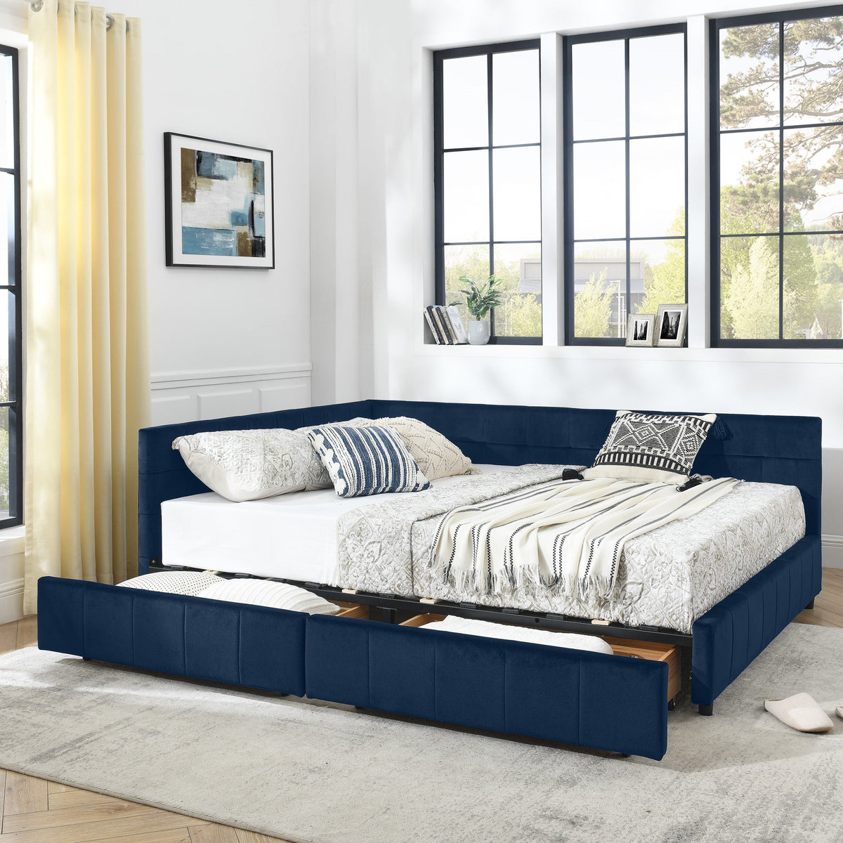 Queen Size Storage Upholstered Tufted Bed Frame