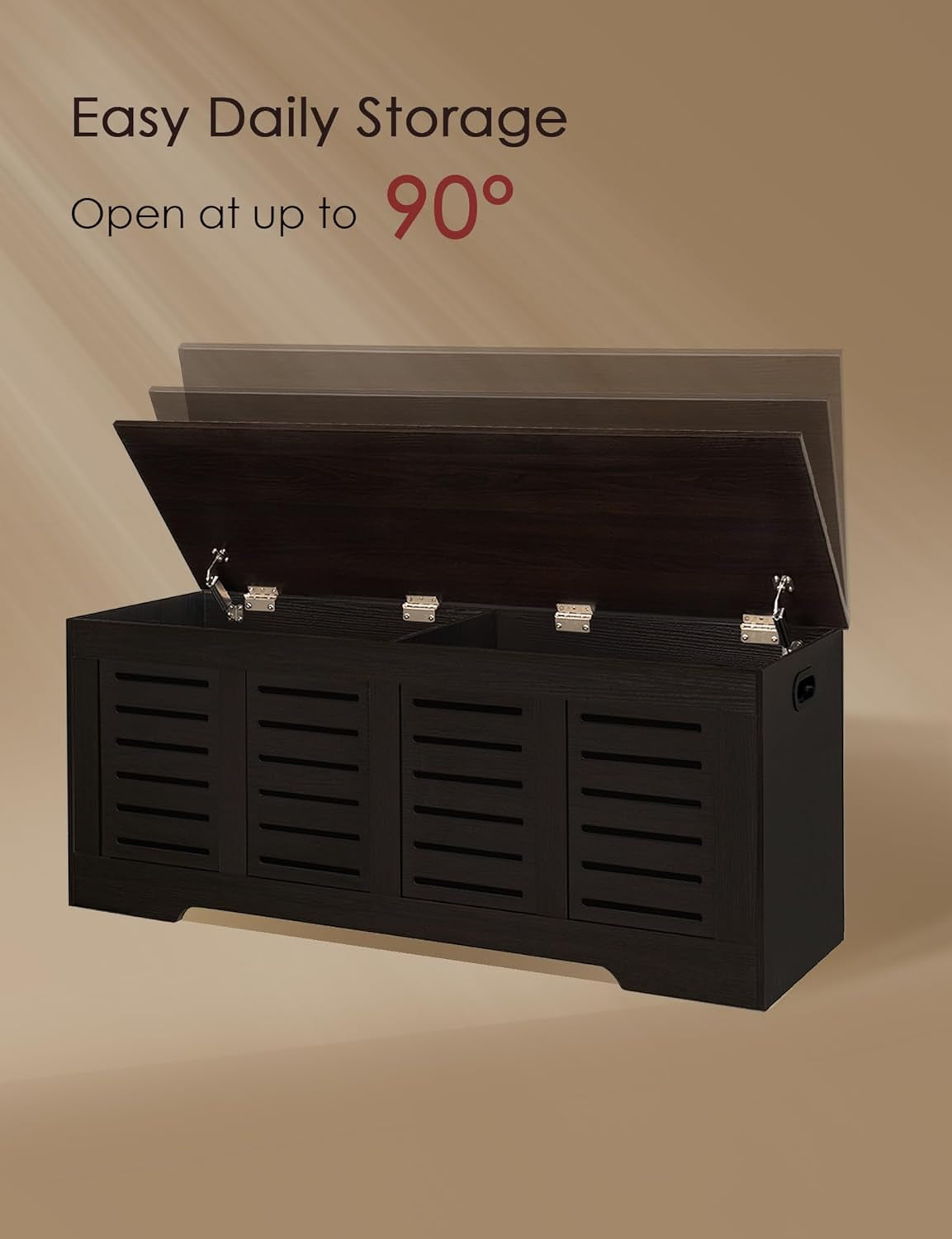 Espresso 47.3Inch Wood Storage Chest FlipTop Hinges