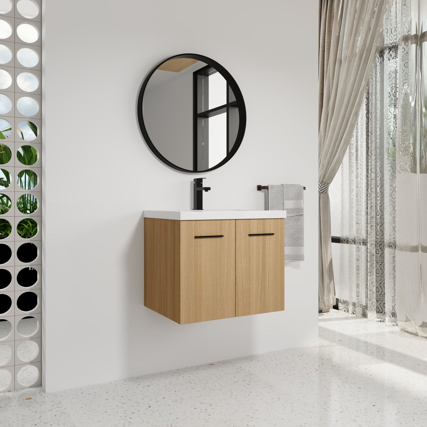 24" Floating Bathroom Vanity with Sink, Light