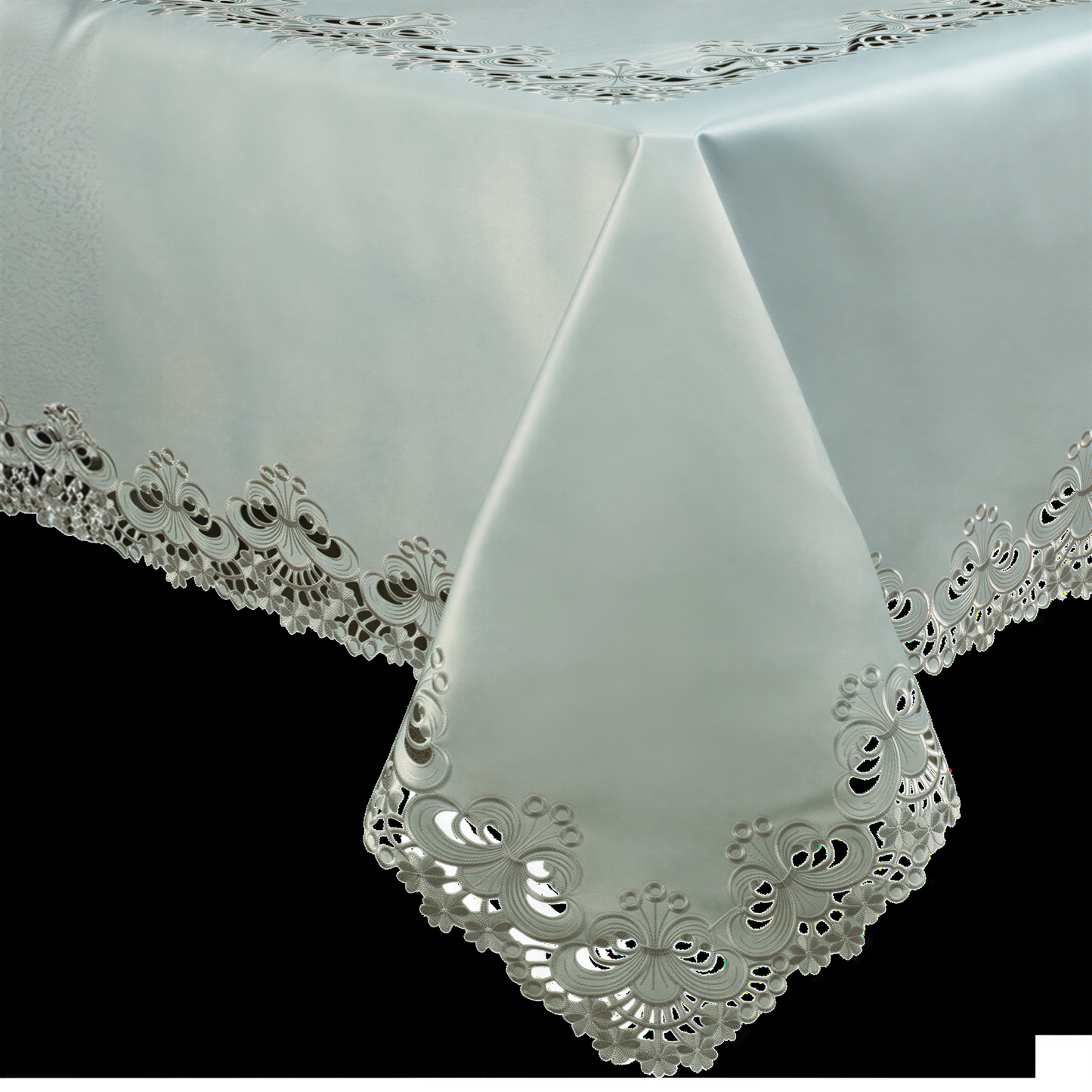 European Embroidered Table Topper - Rustic Gray Polyester Fabric Tablecloth