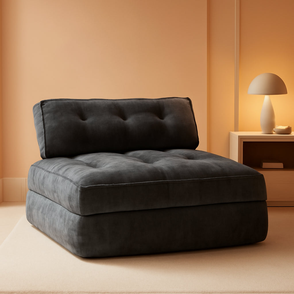 Graphite Grey Foldable SofaBed With Lumbar Support