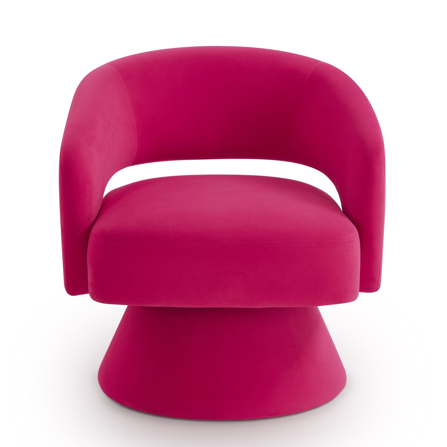 Modern Swivel Barrel Chair, Upholstered Velvet Round  Accent Chairs,360 Degree Comfy Swivel Chair with Open Backrest, Single Chair Armchair for Living Room Bedroom, Homerest, Rose Pink