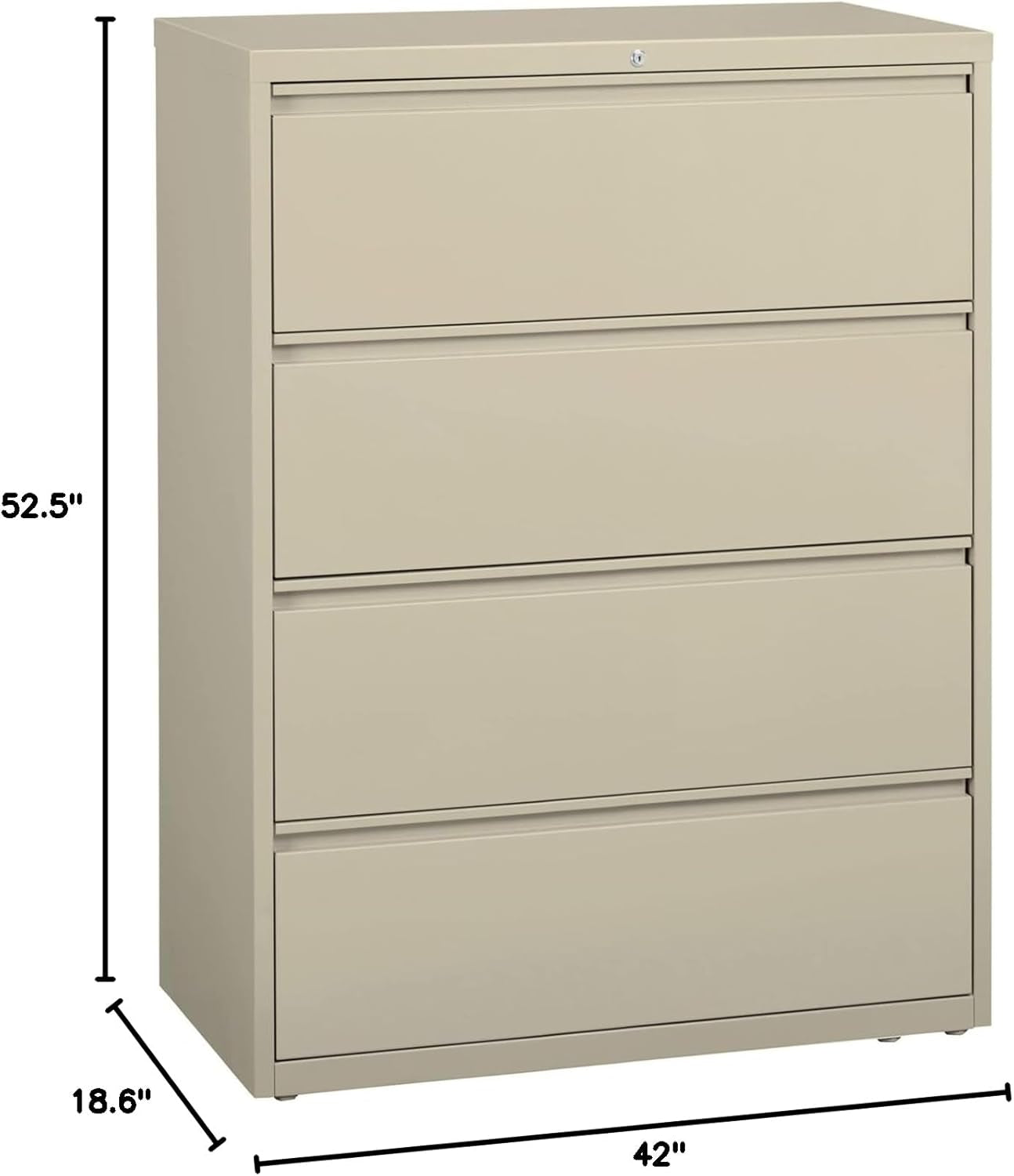 Four Drawer Lateral File Cabinet 42 By 18-5/8 By 52-1/2 Inch Putty