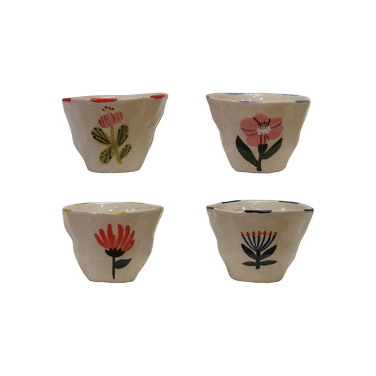 Flower Hand-Painted Stoneware Cup/Bowl