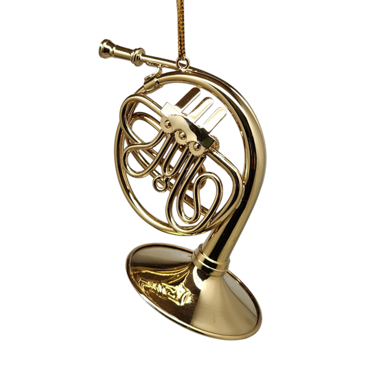 Brass French Horn Ornament with Case