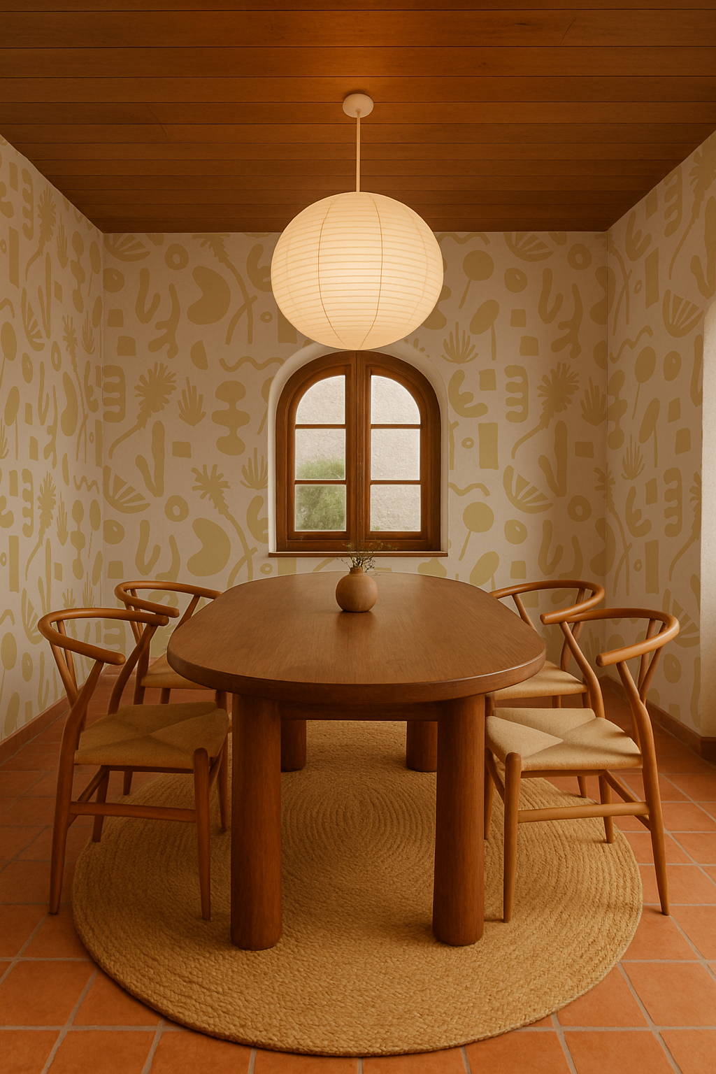 Pool Side Wallpaper, tan and lemon