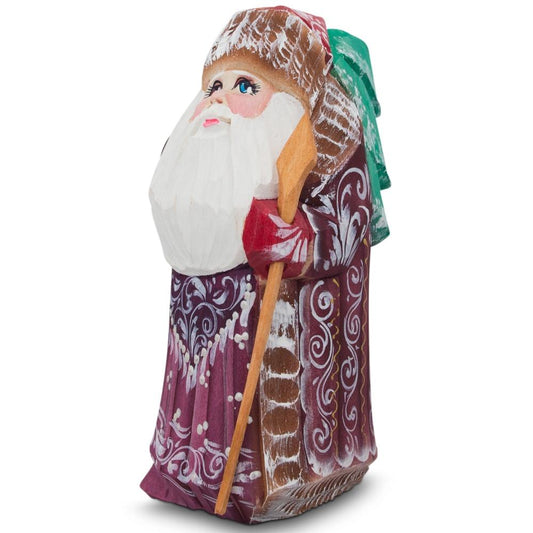 Hand Carved Wooden Santa Figurine 4.75 Inches