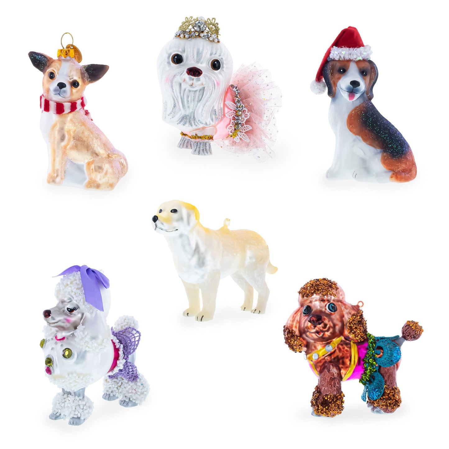 Crhsitmas Doghouse with Two Holiday Puppies Glass Christmas Ornament