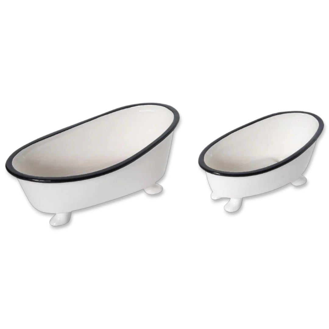 Ceramic Enamel Washtub Planter - Soap Holder | 2 Sizes