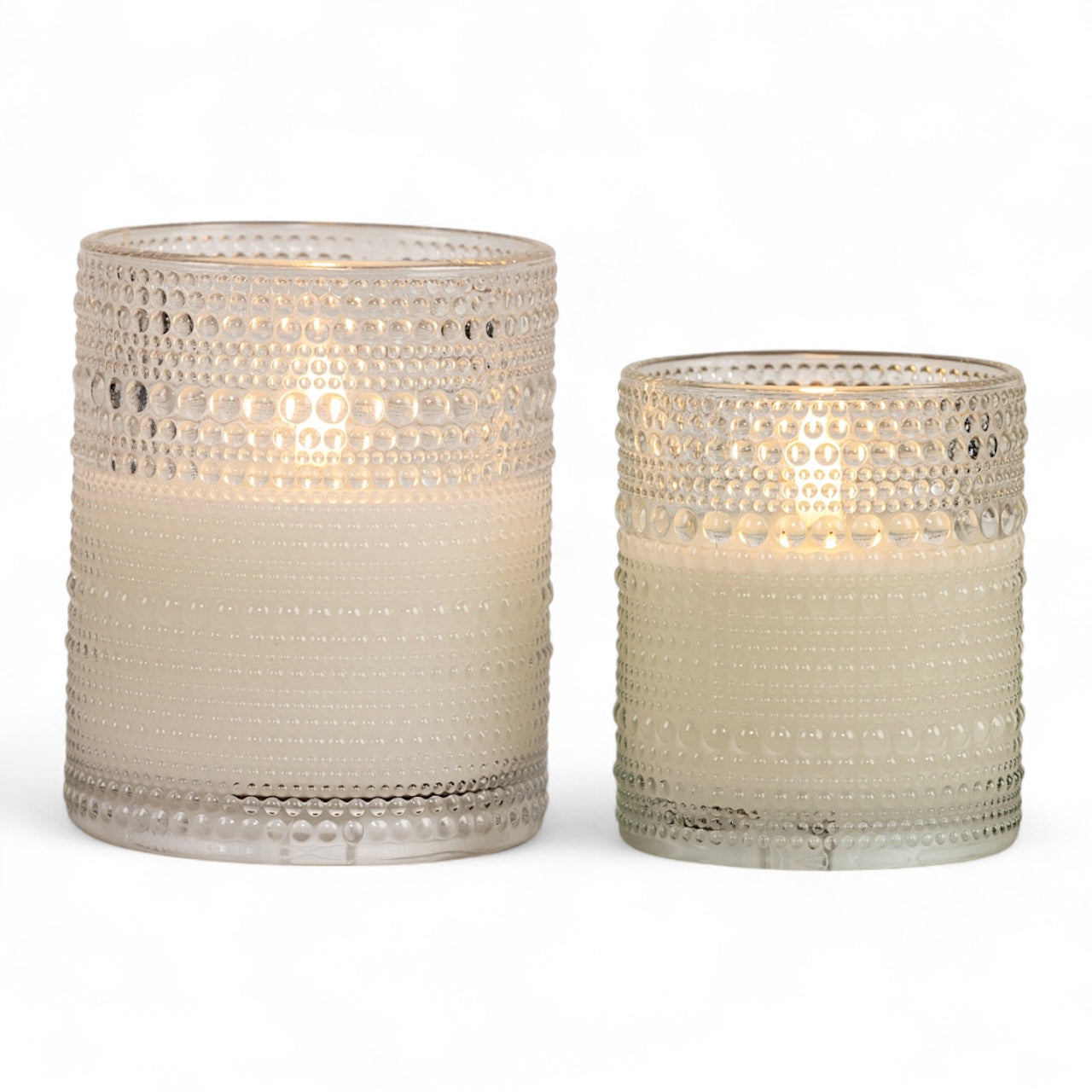 Clear Dotted Bubble Glass 3D Flame LED Candle | 2 Sizes
