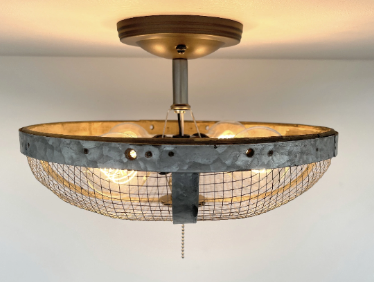Industrial Farmhouse Screen Flush Mount Ceiling Light