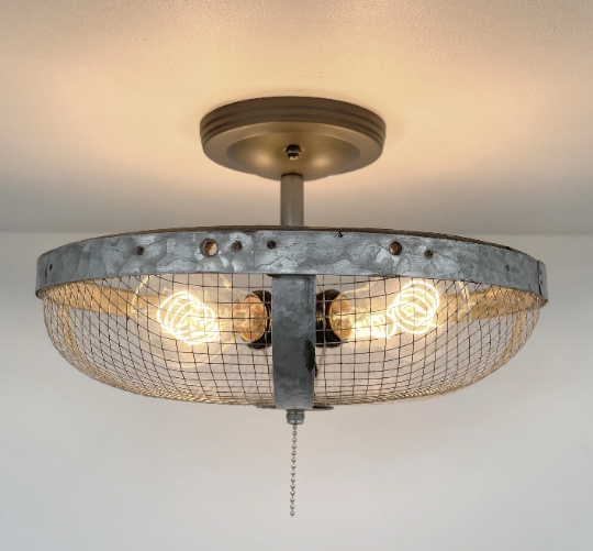 Industrial Farmhouse Screen Flush Mount Ceiling Light