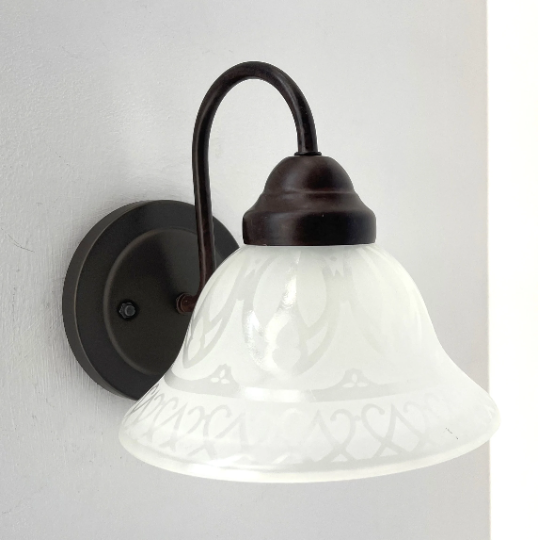 Etched Frost Milk Glass Wall Sconce Light Art Deco