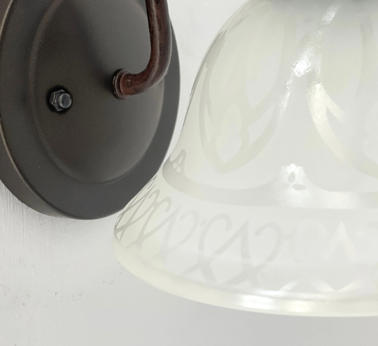 Etched Frost Milk Glass Wall Sconce Light Art Deco