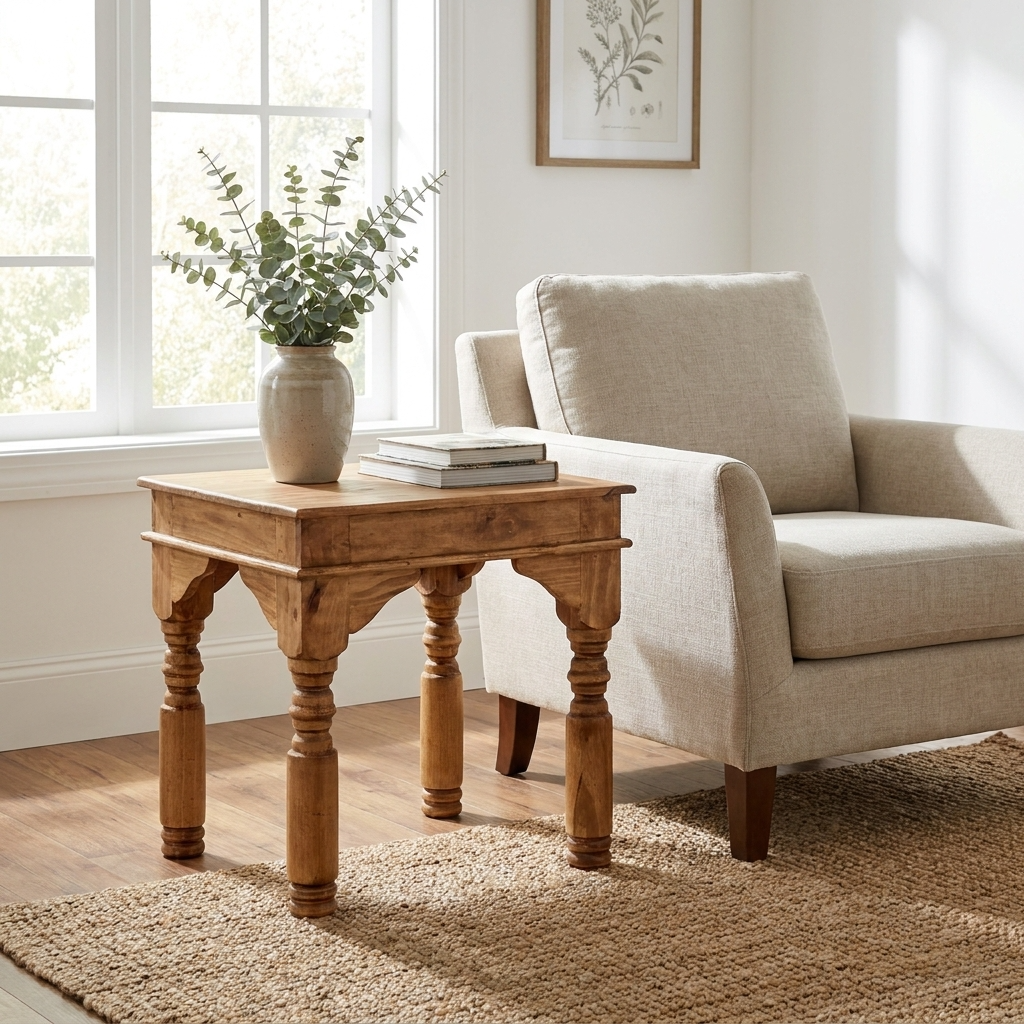 Indian Rustic End Table