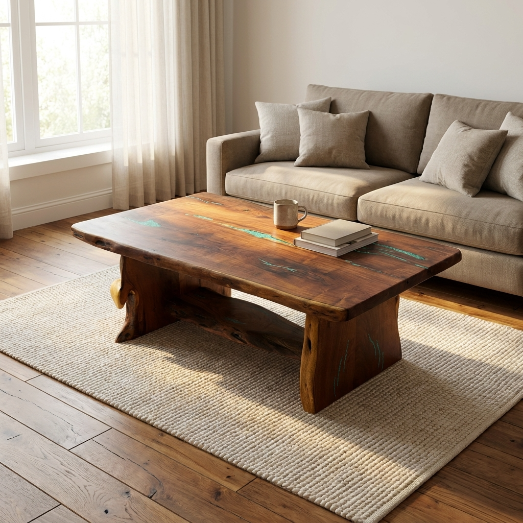 Mesquite Rustic Coffee Table with Turquoise