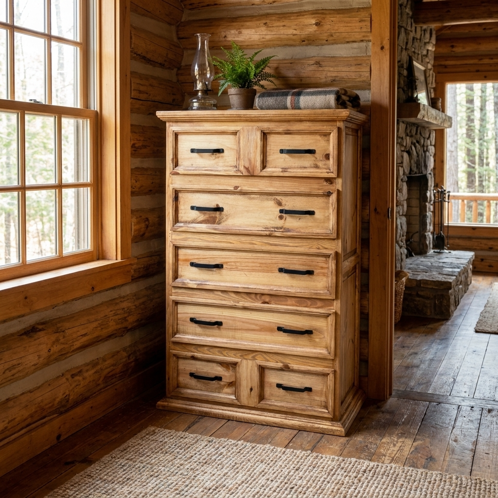 Traditional Tall Chest of Drawers Rustic Dresser