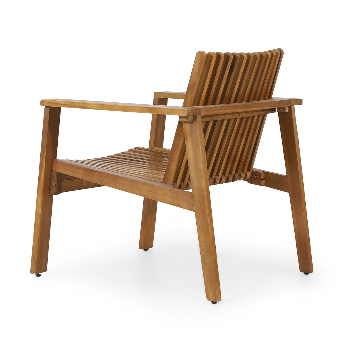 Outdoor Acacia Wood Slatted Club Chairs, Set of 2