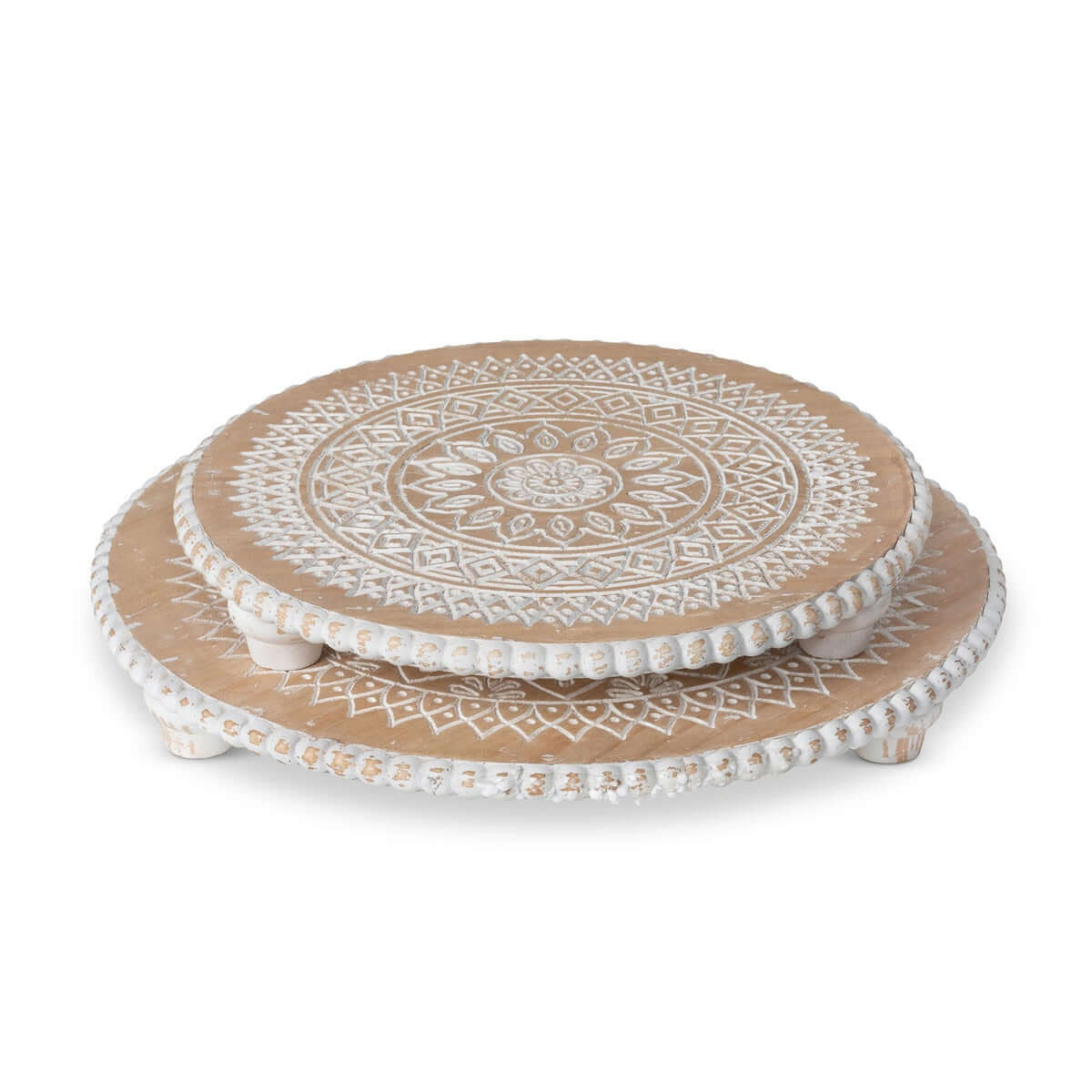 Dreamcatcher Wooden Risers with Whitewashed Mandala Design