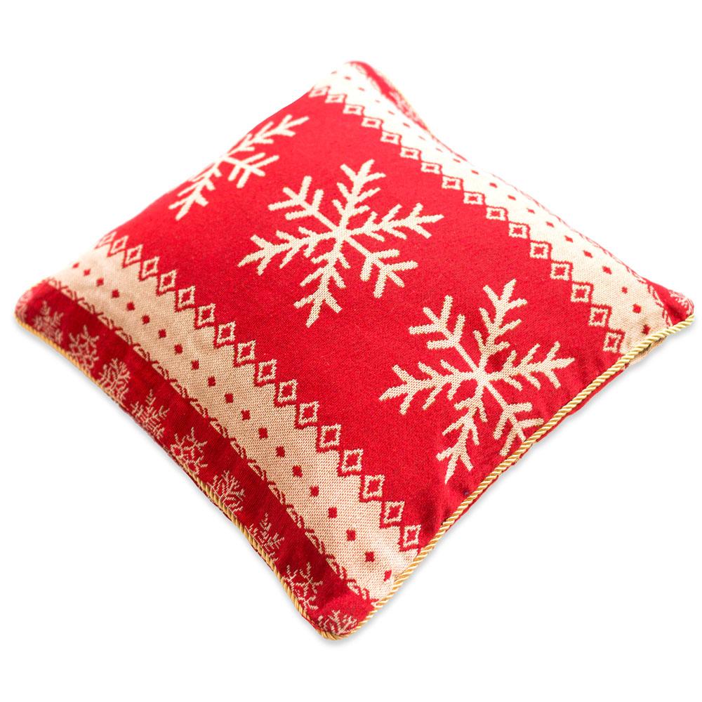 Set of 2 White Snowflakes on Red Christmas Throw Cushion Pillow Covers
