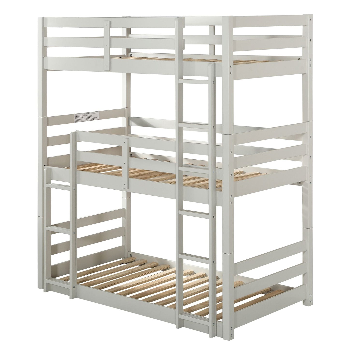 Heavy-Duty Twin Wood Triple Bunk Bed with Safety Guardrails, Space-Saving Design, Easy Assembly, Gray | Just Better Bunk Beds