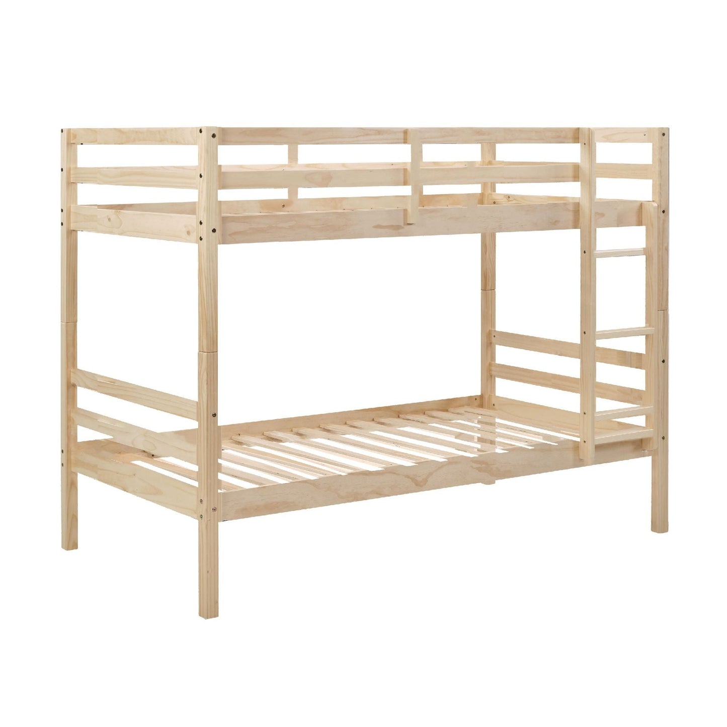 Shared Room Solution Twin Over Twin Wood Bunk Bed with Ladder, White | Just Better Bunk Beds