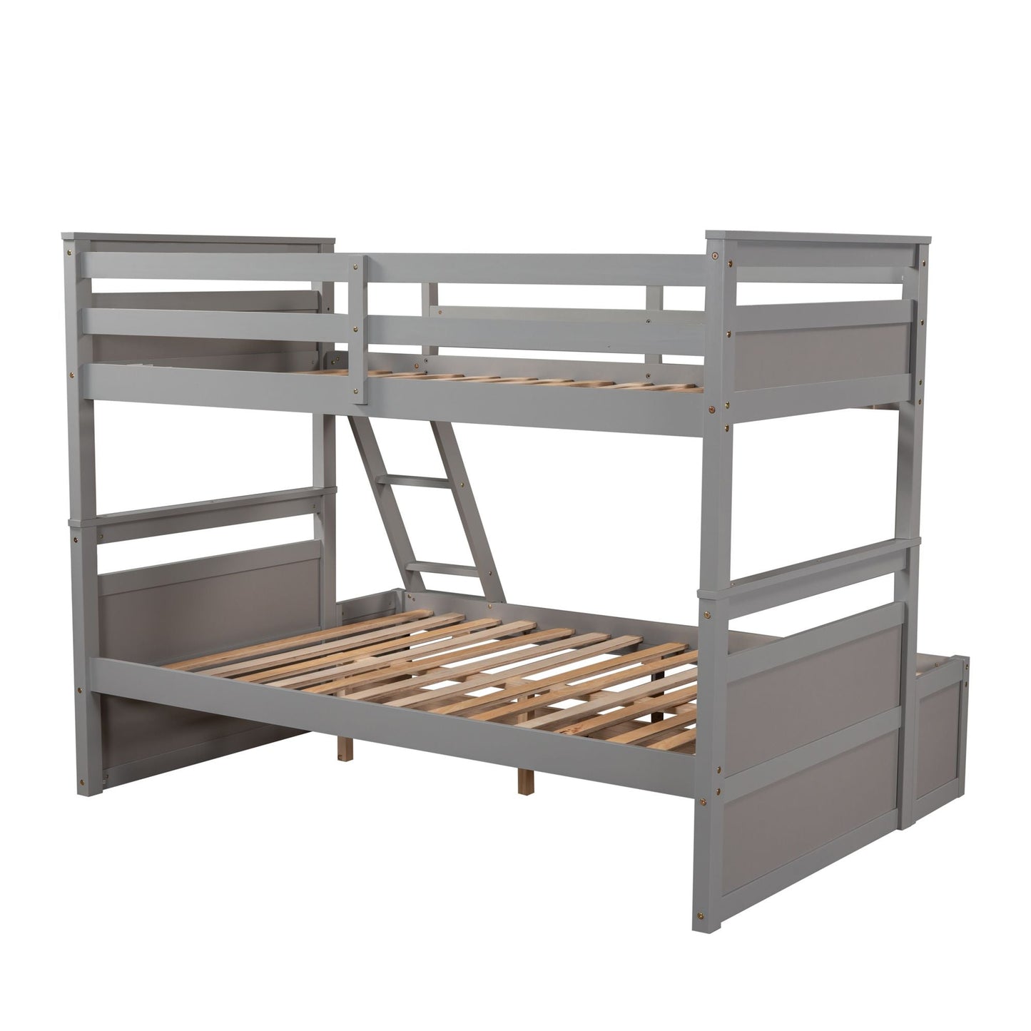 Space-Saving Twin Over Full Wood Bunk Bed with Storage, White | Just Better Bunk Beds
