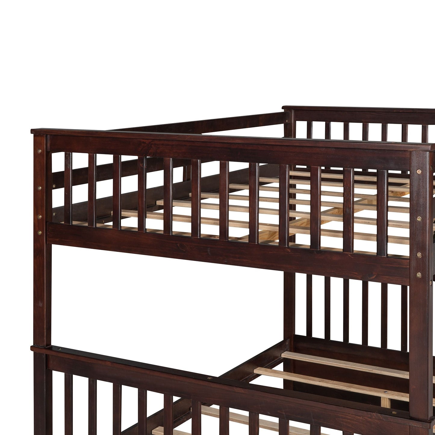 Storage-Enhanced Full Over Full Wood Bunk Bed with Ladders, Two Drawers, White | Just Better Bunk Beds