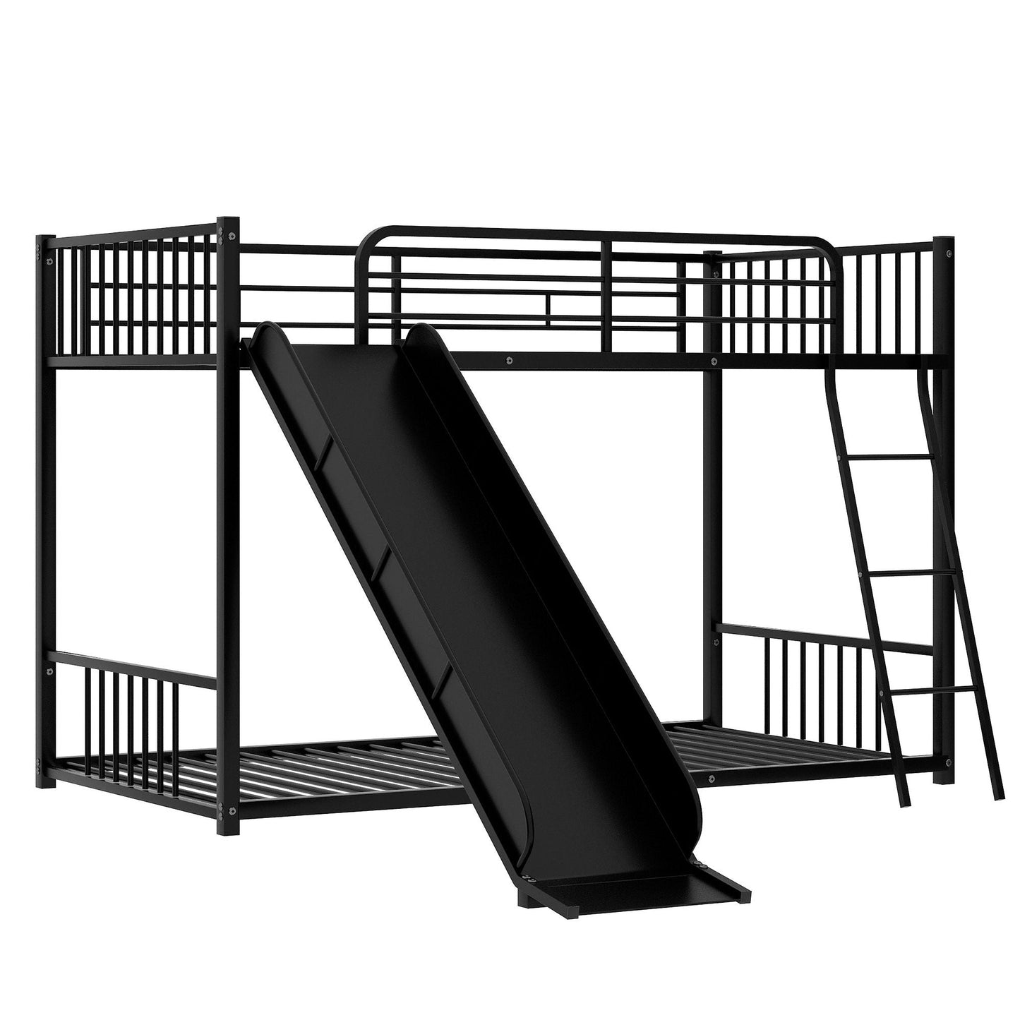 Space-Saving Metal Bunk Bed with Slide Twin Over Twin, White | Just Better Bunk Beds
