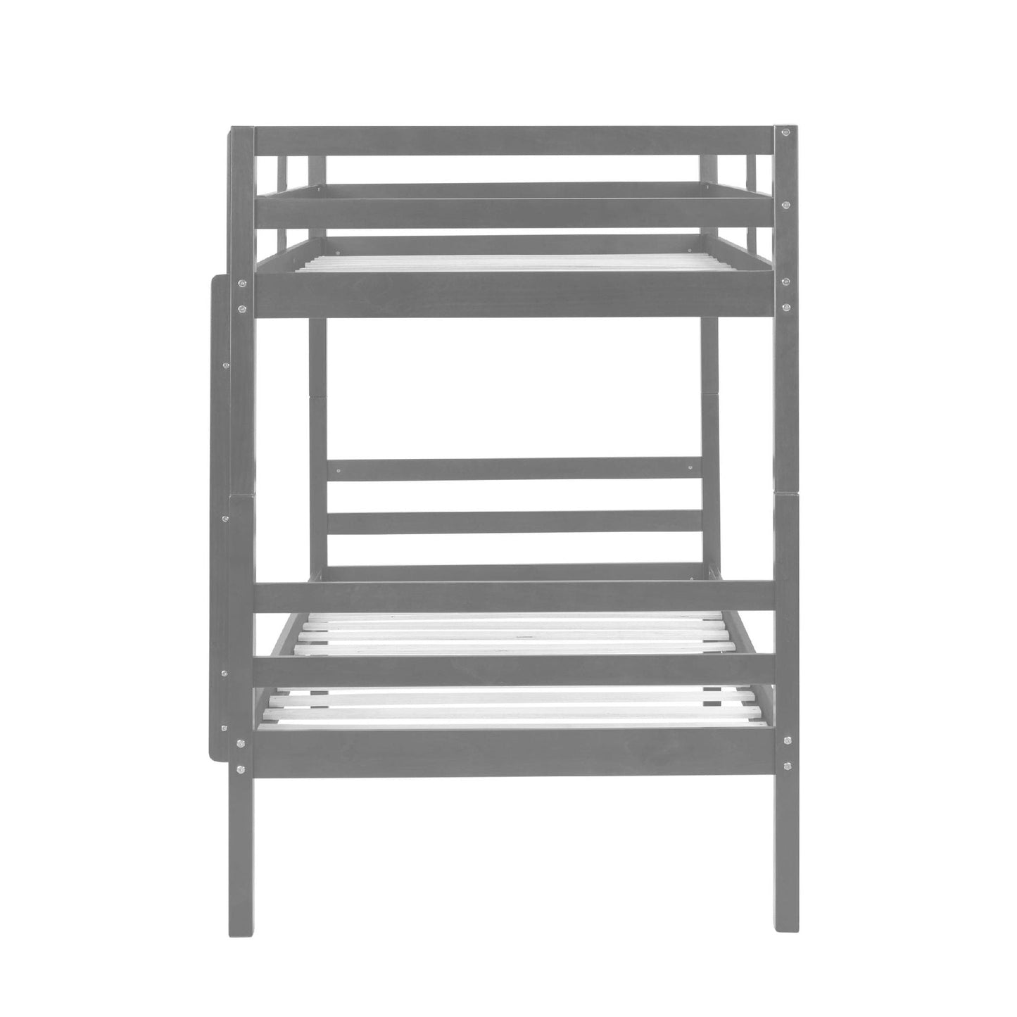 Twin over Twin Bunk Bed with Ladder,Wooden Bunk Bed with High Guardrail and Ladder for Kids, Teens, Dorm Rooms, and Guest Rooms,No Box Spring Needed,Grey